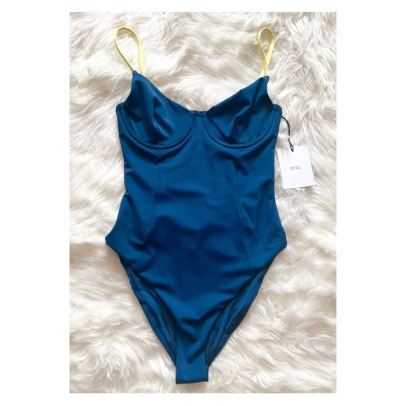 New! ONIA Isabella Two-Tone One Piece Swimsuit - Picture 7 of 10